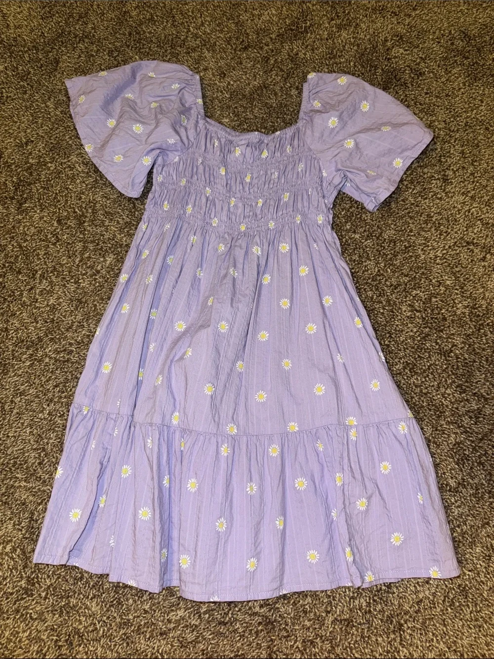 Old Navy Lavender Daisy Smocked Puff-Sleeve Dress